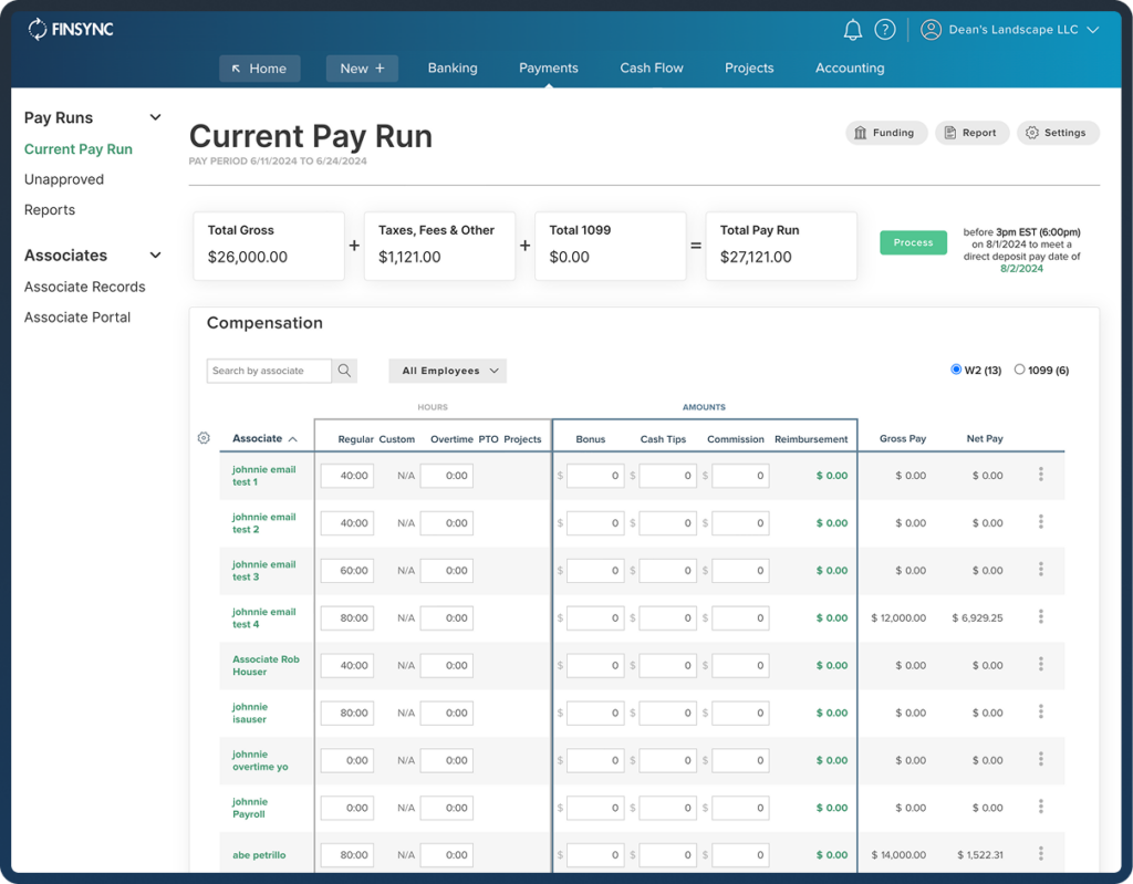 FINSYNC Payroll Processing Dashboard